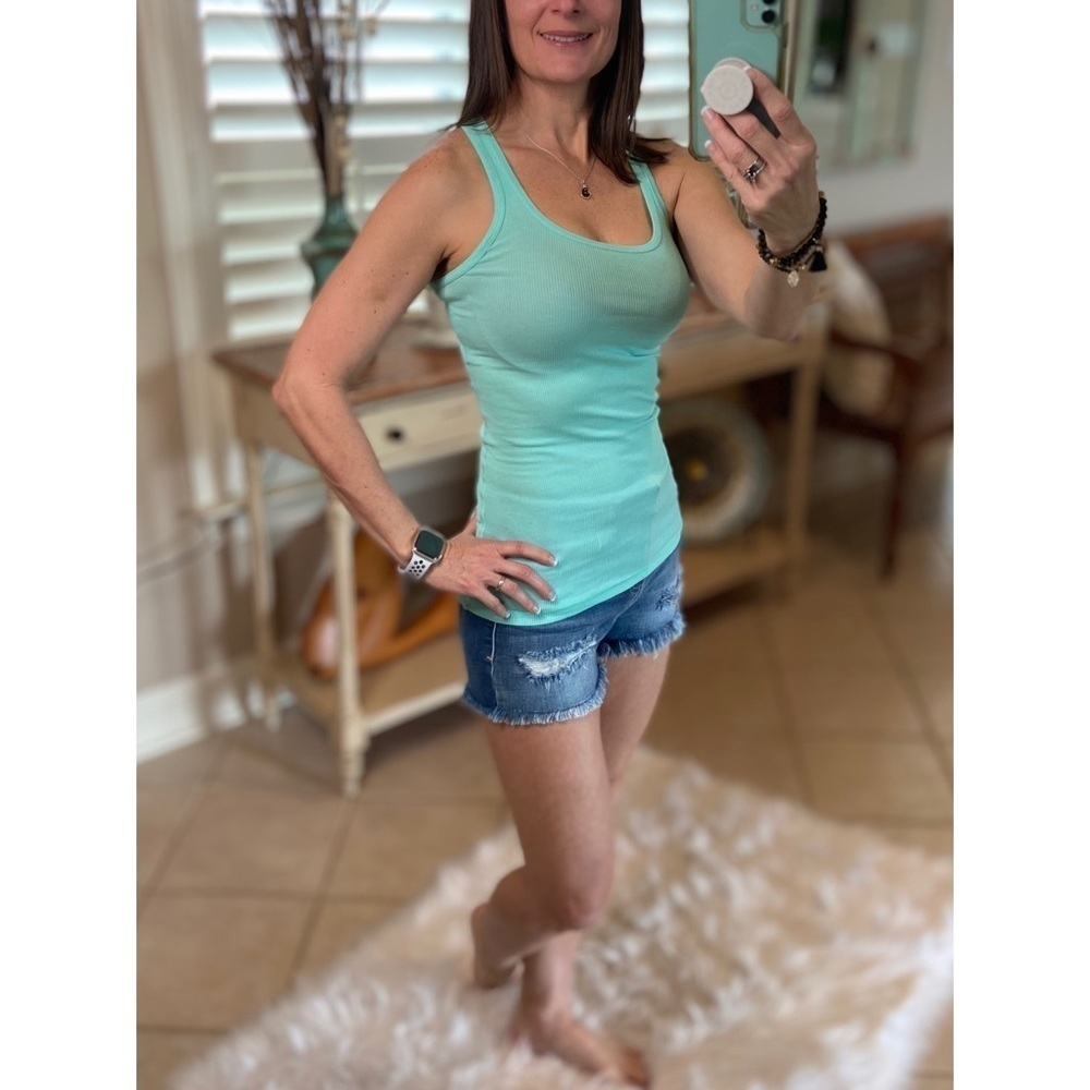 Ribbed Racerback Boy Beater Summer Tank Mint Green 1121